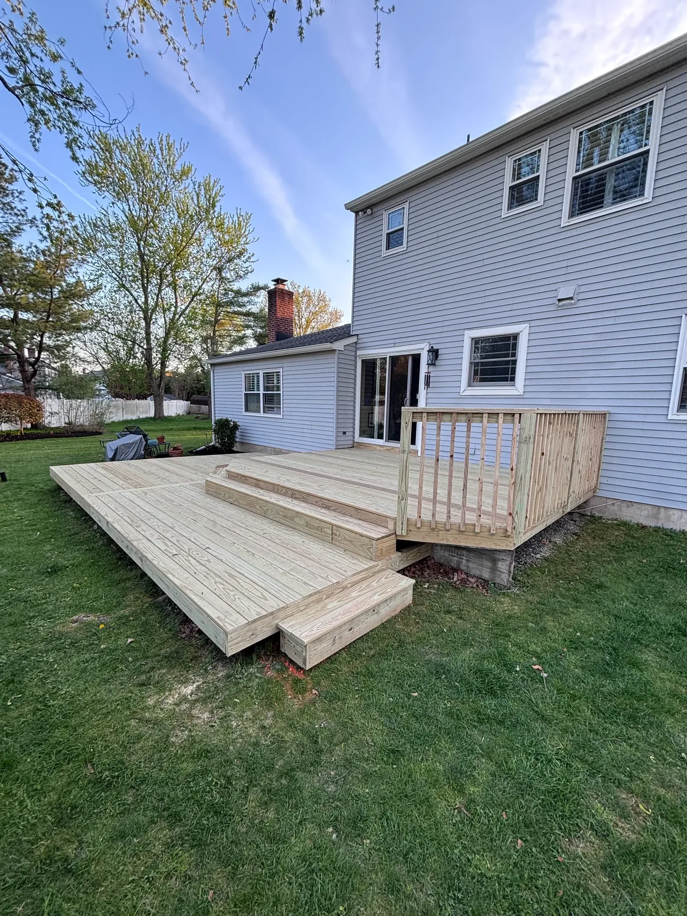 Custom wood deck construction